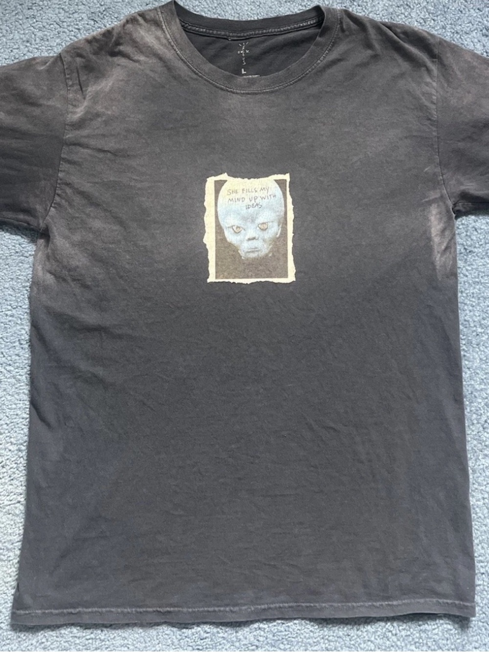 Cactus Jack by Travis Scott Black Tee with Beige Framed Graphic